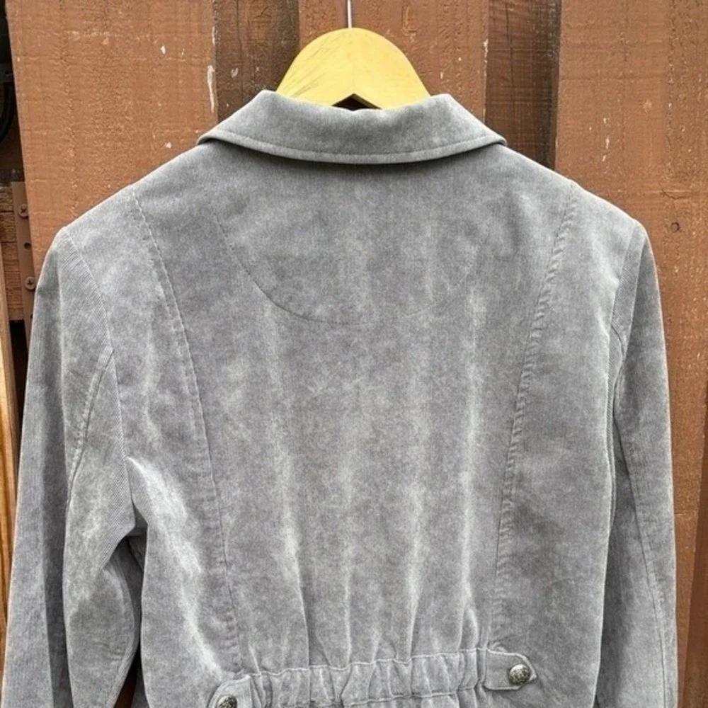 Christopher & Banks Women's SZ Medium Gray Mini Cord Velour Light‎ Jacket Fall